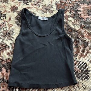 Perfectwhitetee Black Fitted Crop Tank Top